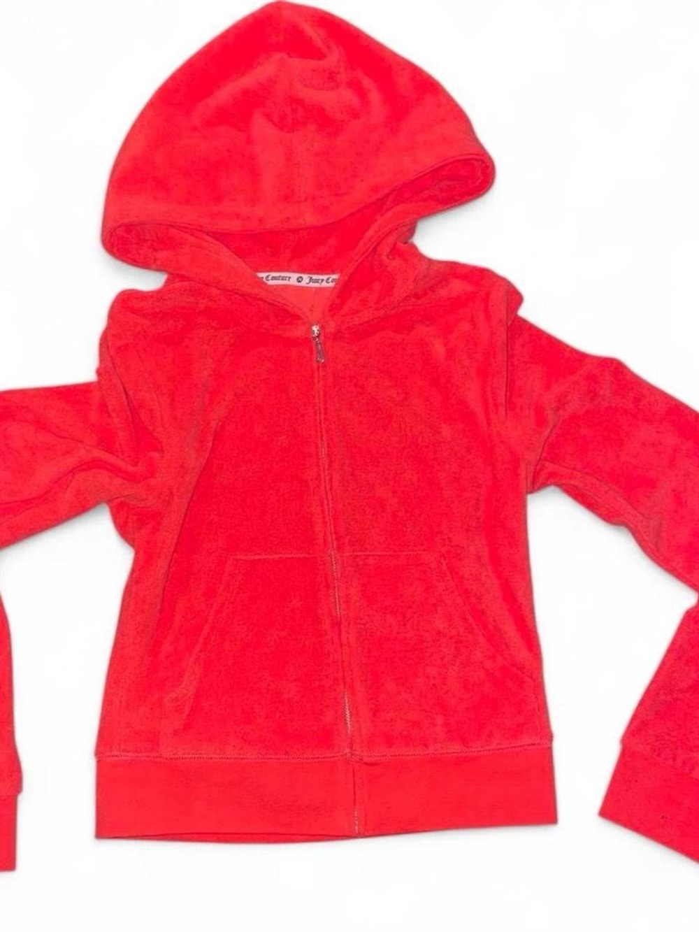 Juicy Couture W Red Terry Hoodie Sweater Jacket Y2K Hibiscus Flower Print - Picture 2 of 6